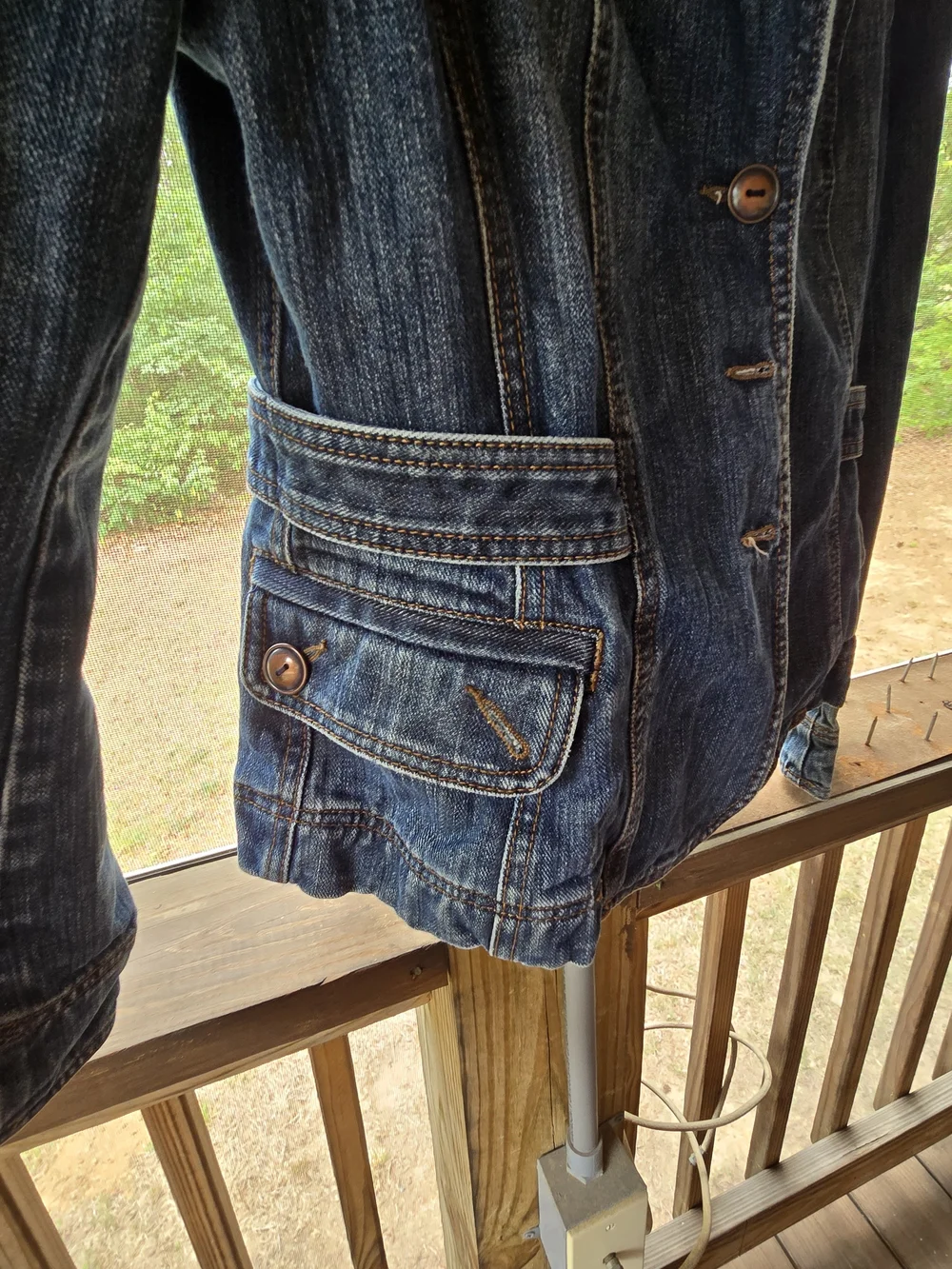 LOFT Dark Wash Blue Denim Blazer Jacket